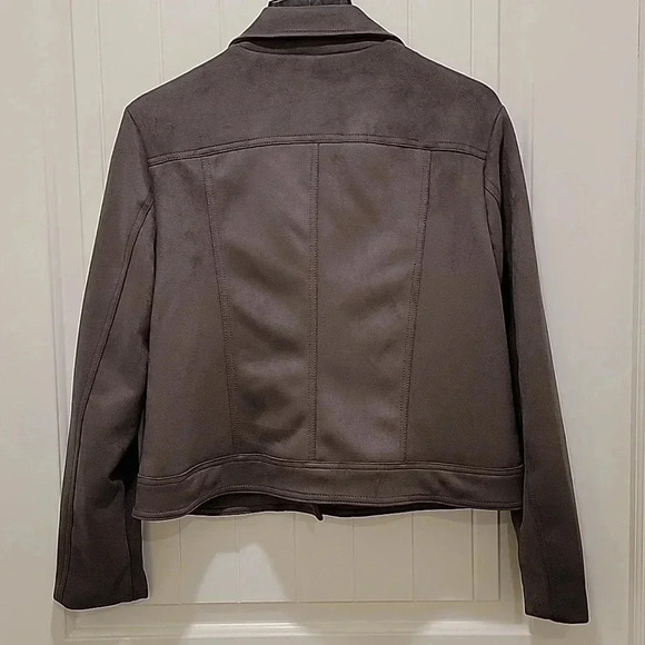 Philosophy Grey Faux Leather Suede Jacket Size Large - Picture 7 of 10